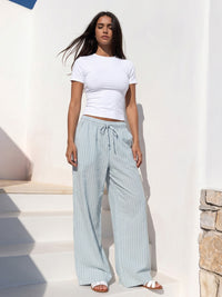 Elodie Stripe Trousers - Teal