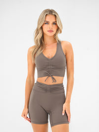 Ultimate Ruched Sports Bra - Ash Brown