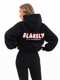 Cloud Print Oversized Hoodie - Black