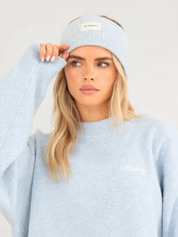 Label Knitted Headband - Baby Blue
