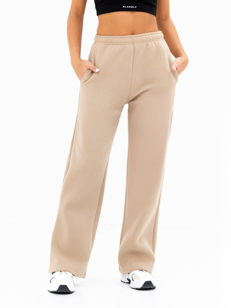 Isabel Wide Leg Sweatpants - Tan