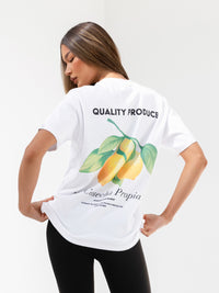 Lia Lemon Oversized T-Shirt - White
