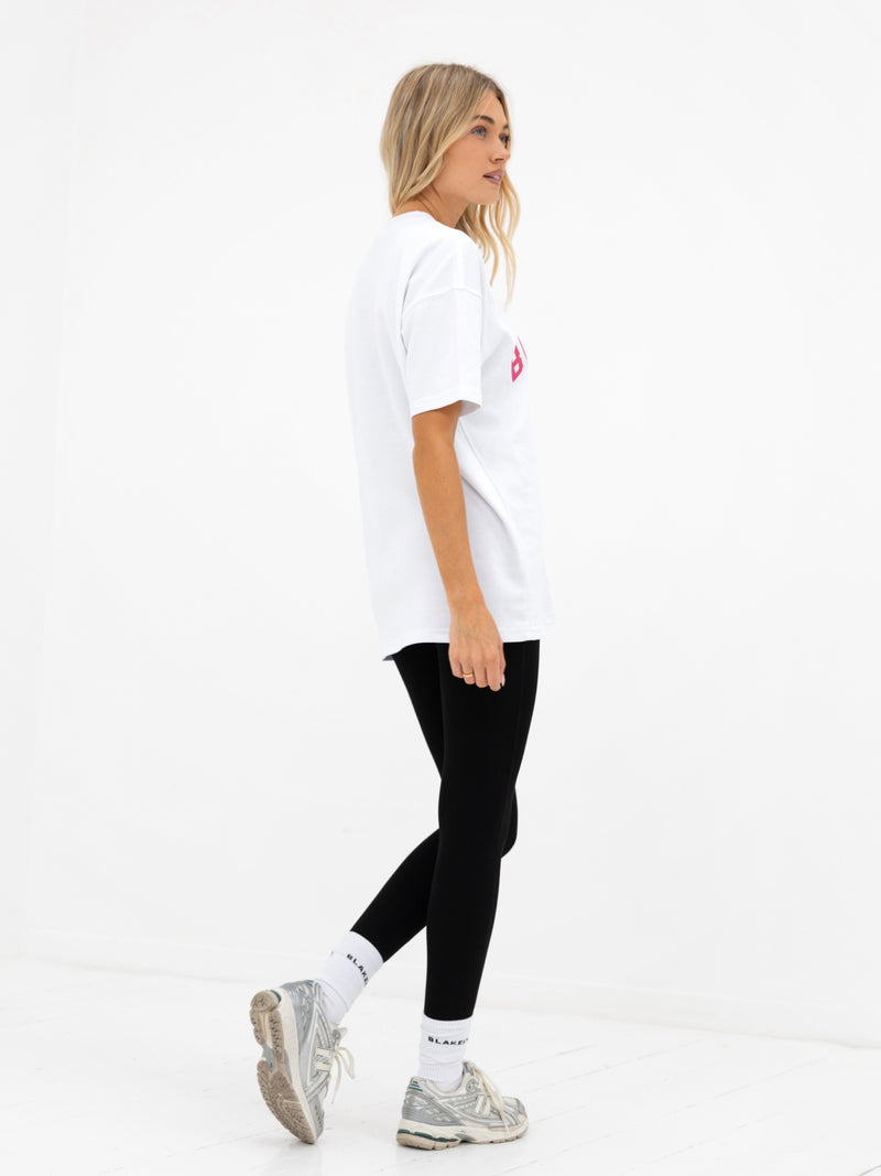 Joah Oversized T-Shirt - White & Bubblegum Pink