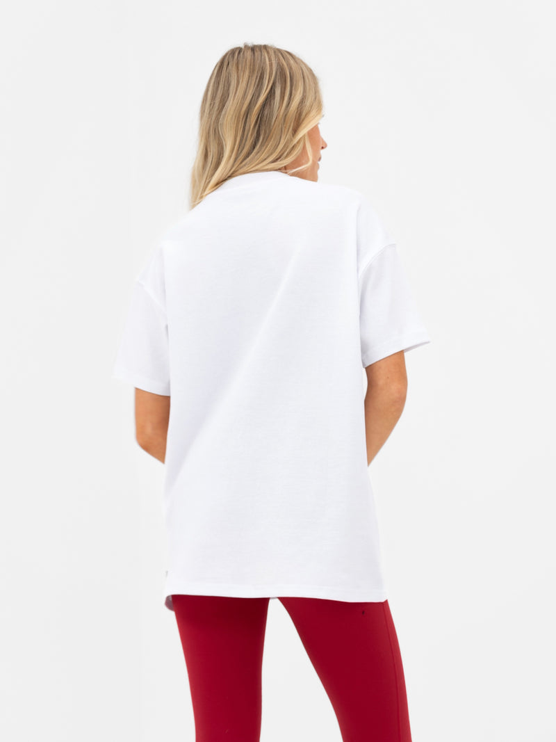 Joah Oversized T-Shirt - White & Cherry Red