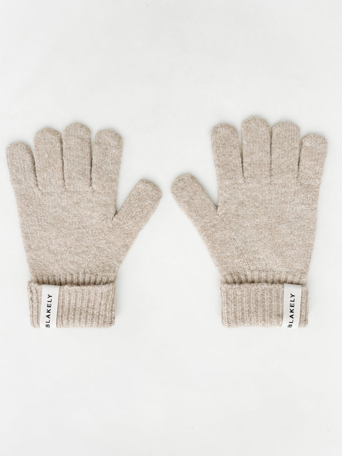 Label Knitted Gloves - Toasted Taupe
