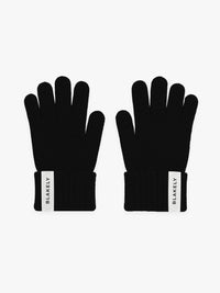 Label Knitted Gloves - Black