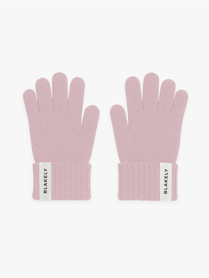 Label Knitted Gloves - Dusty Pink