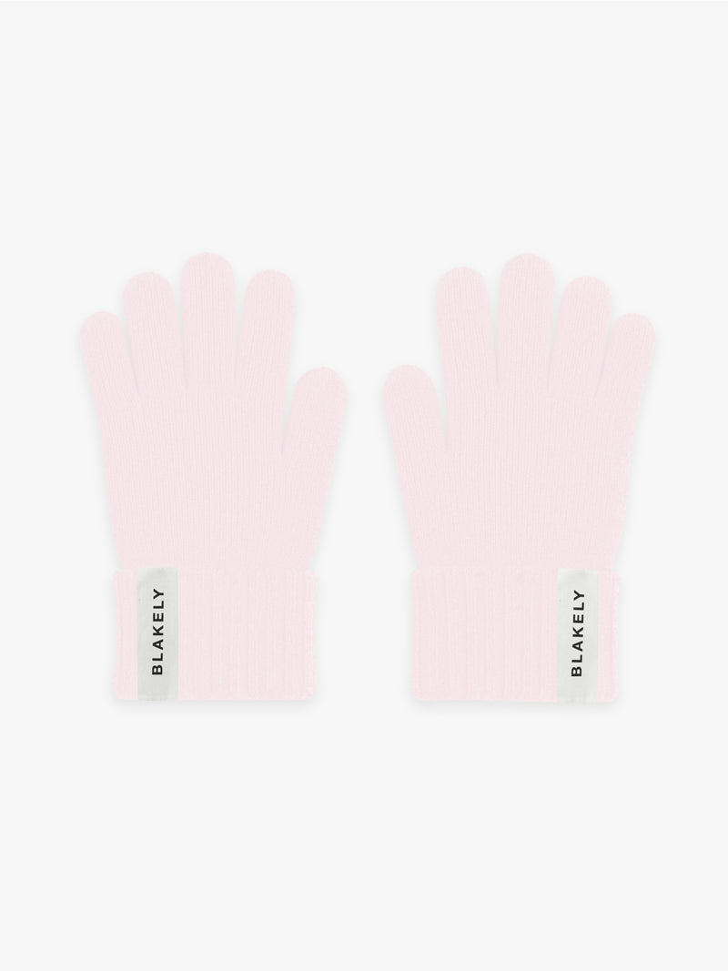Label Knitted Gloves - Marshmallow Pink