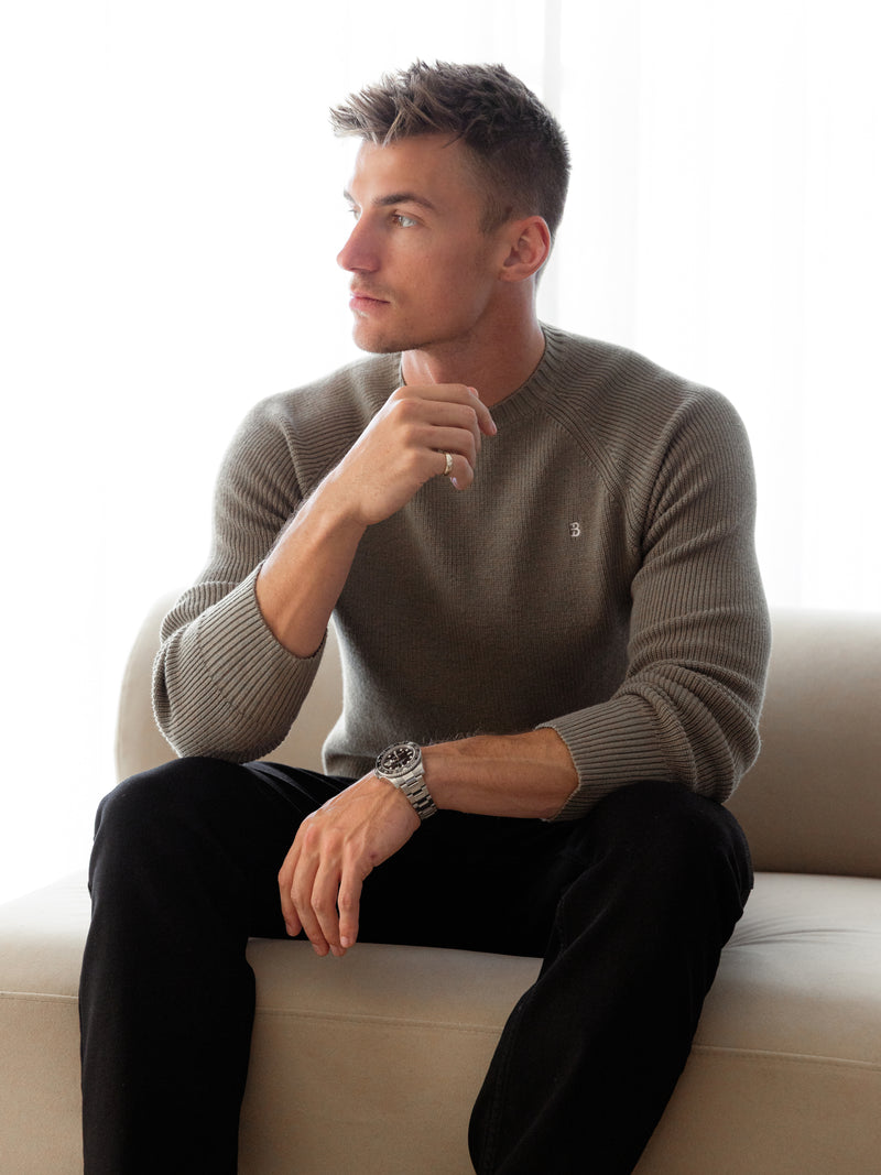 Olton Anchor Knit Sweater - Safari Green