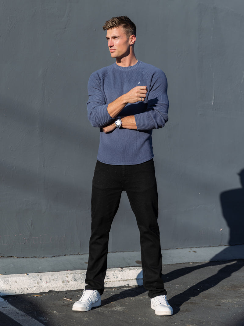 Olton Anchor Knit Sweater - Steel Blue