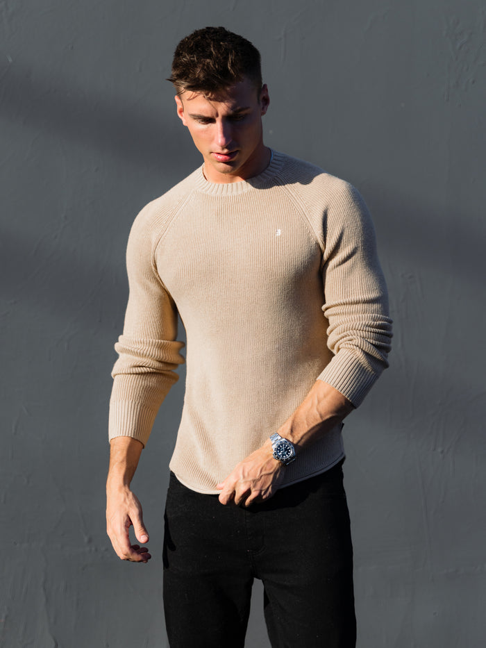 Olton Anchor Knit Sweater - Tan