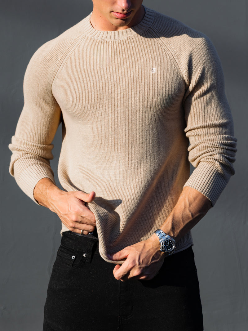 Olton Anchor Knit Sweater - Tan