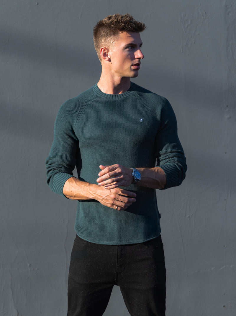 Olton Anchor Knit Sweater - Teal Green