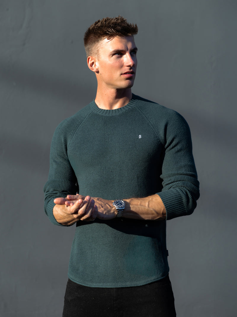 Olton Anchor Knit Sweater - Teal Green