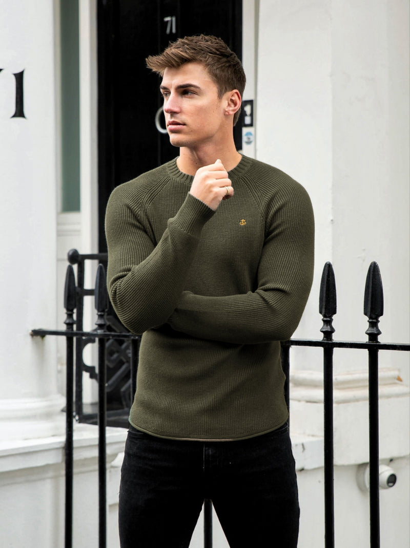 Olton Knit Sweater - Khaki Green