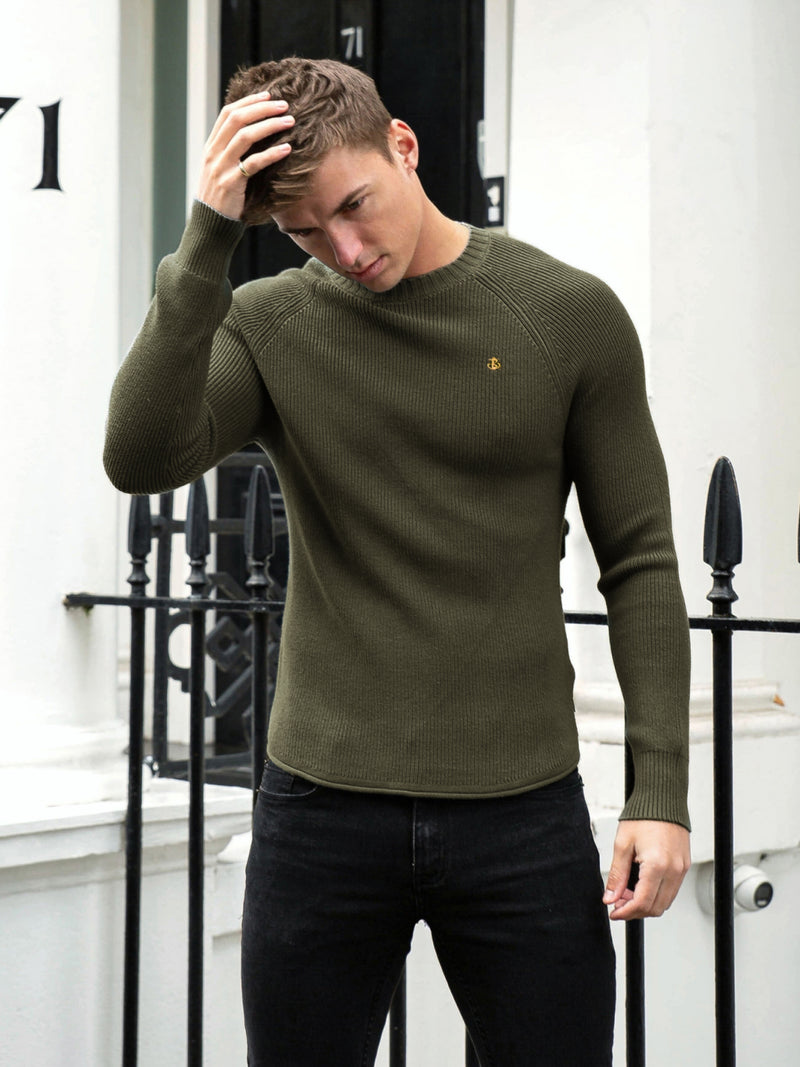 Olton Knit Sweater - Khaki Green