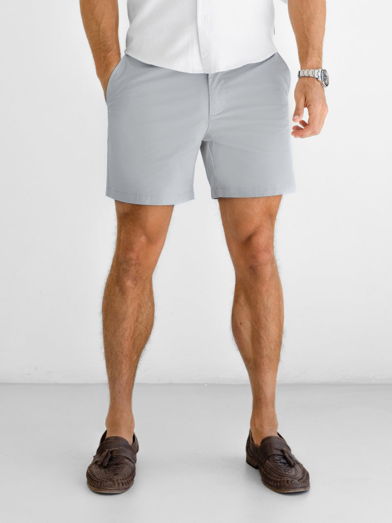Conrad Stretch Chino Shorts - Light Grey