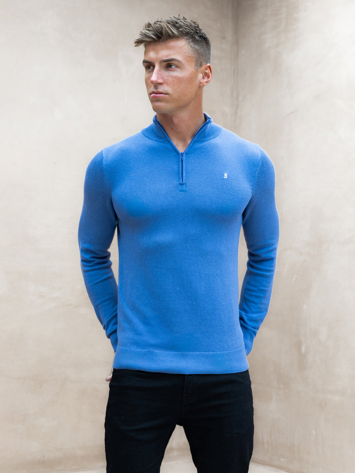 Oxbridge 1/4 Zip Sweater - Blue