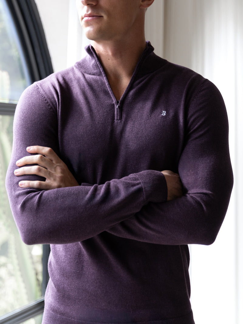 Oxbridge 1/4 Zip Sweater - Plum