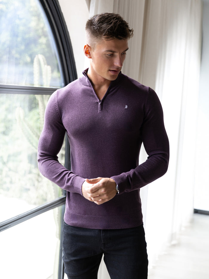 Oxbridge 1/4 Zip Sweater - Plum