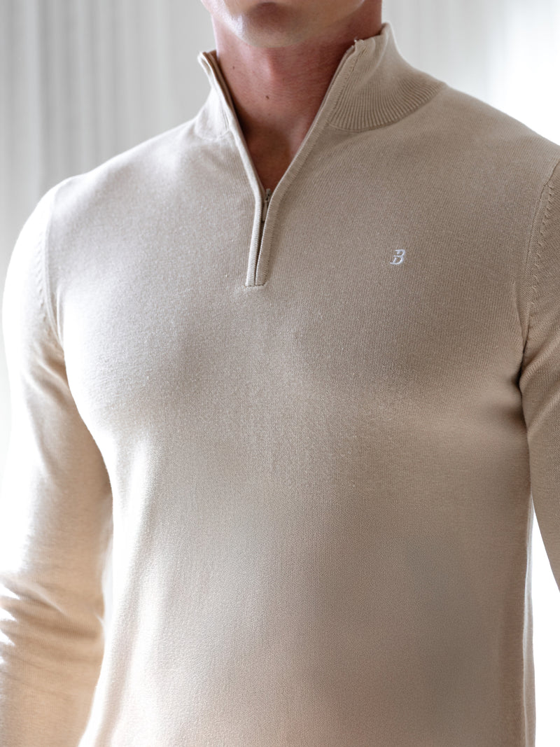 Oxbridge 1/4 Zip Sweater - Tan