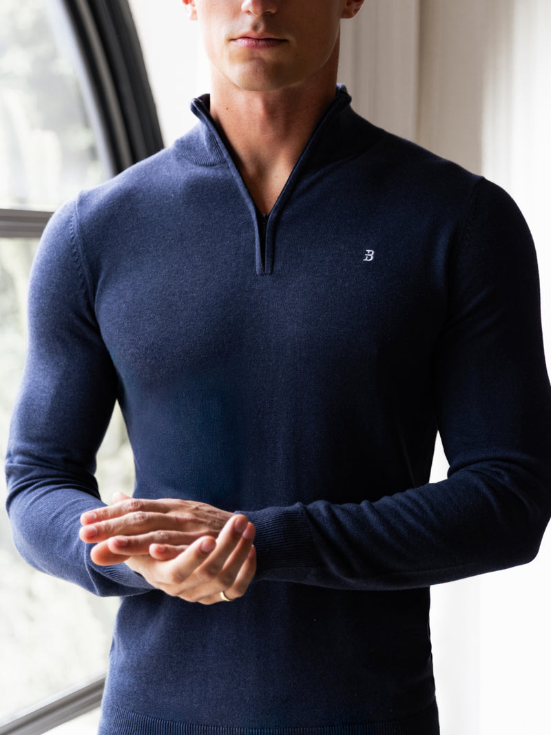 Oxbridge 1/4 Zip Sweater - True Navy