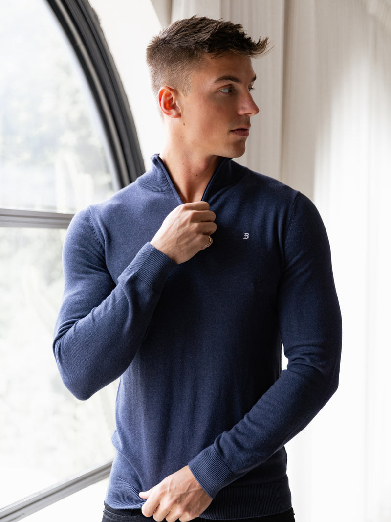 Oxbridge 1/4 Zip Sweater - True Navy