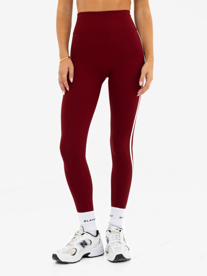 Ines Active Leggings - Maroon Red