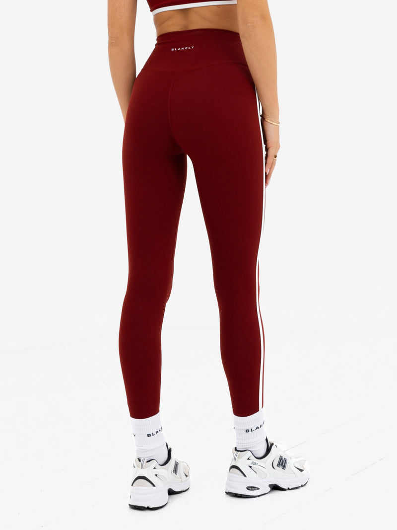 Ines Active Leggings - Maroon Red