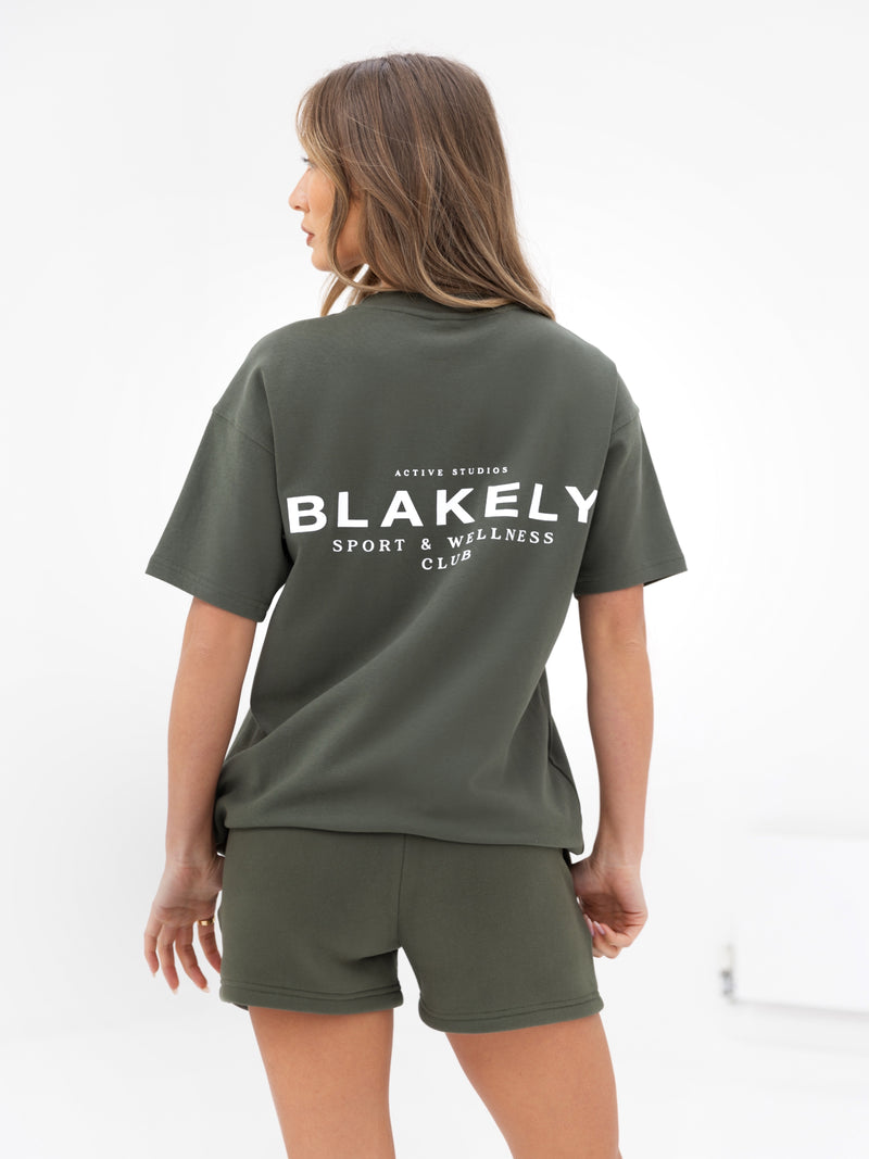 Active Studios T-Shirt & Jogger Shorts Set - Khaki Green