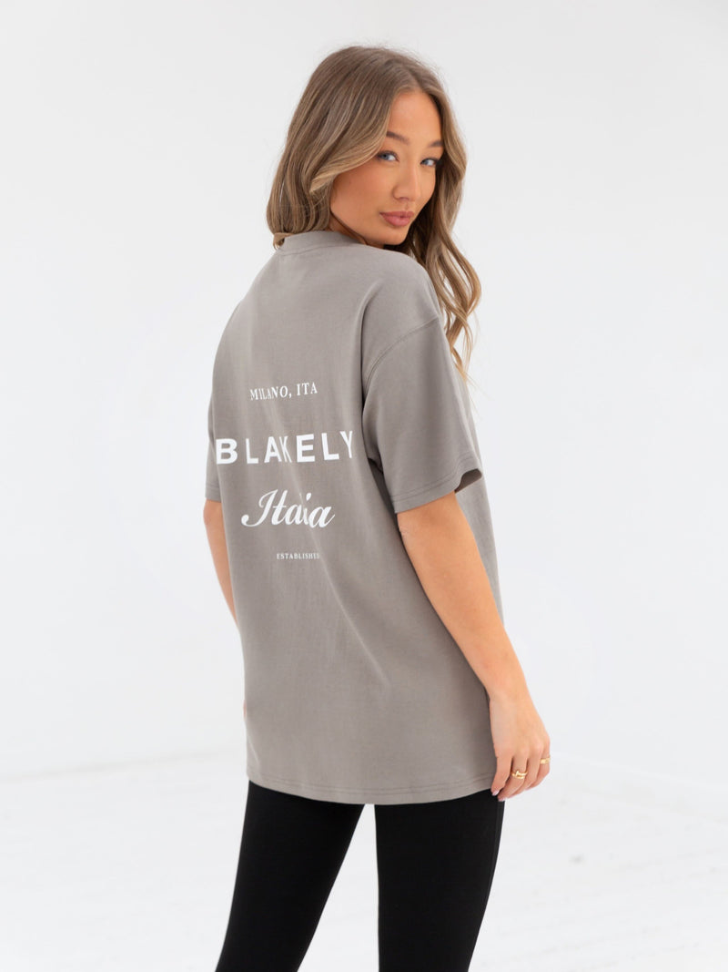 Italia Oversized T-Shirt - Stone Grey