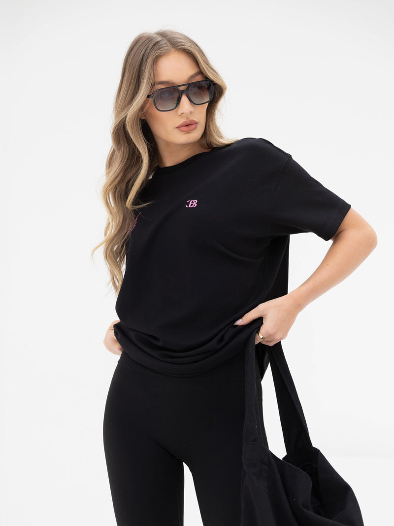 Club Oversized T-Shirt - Black & Pink