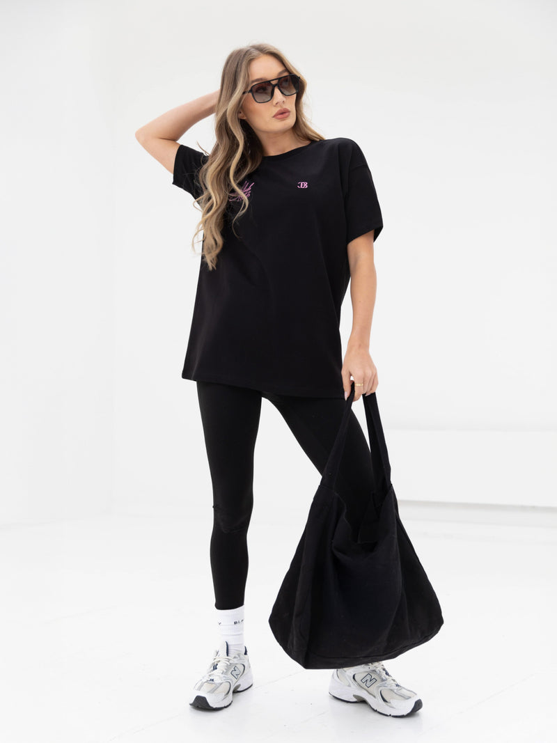 Club Oversized T-Shirt - Black & Pink