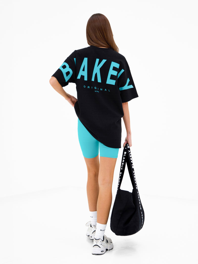 Isabel Oversized T-Shirt - Black & Aqua