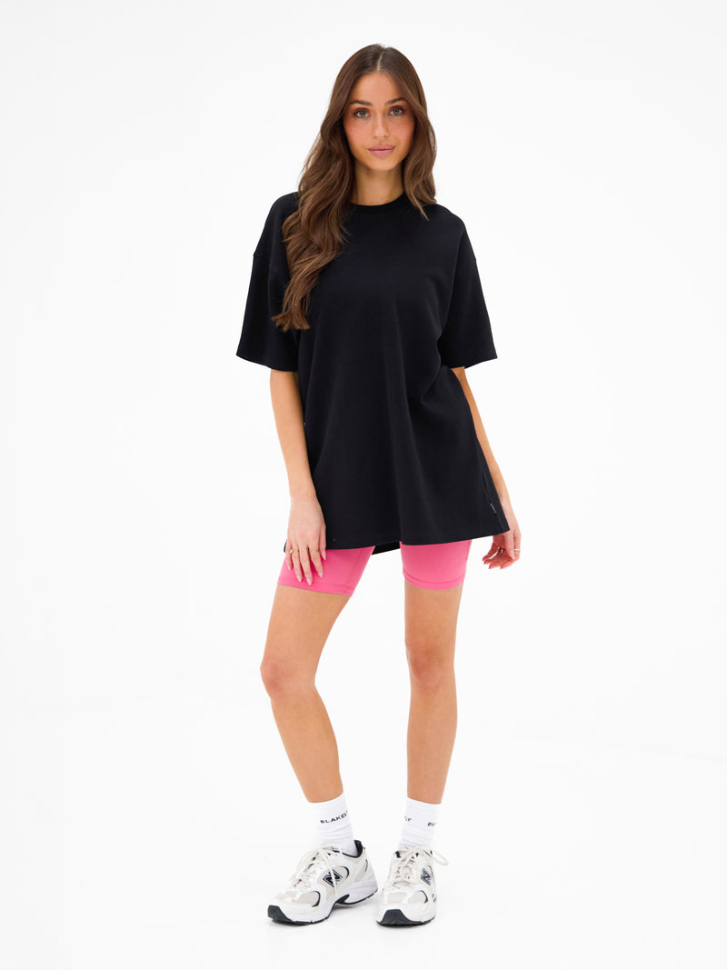 Isabel Oversized T-Shirt - Black & Bold Pink