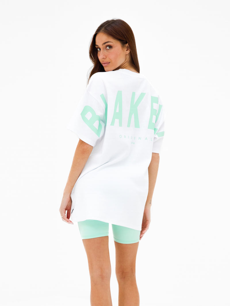 Isabel Oversized T-Shirt - White & Pastel Green