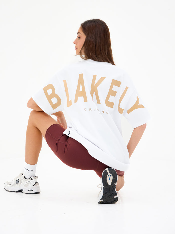 Isabel Oversized T-Shirt - White & Light Tan