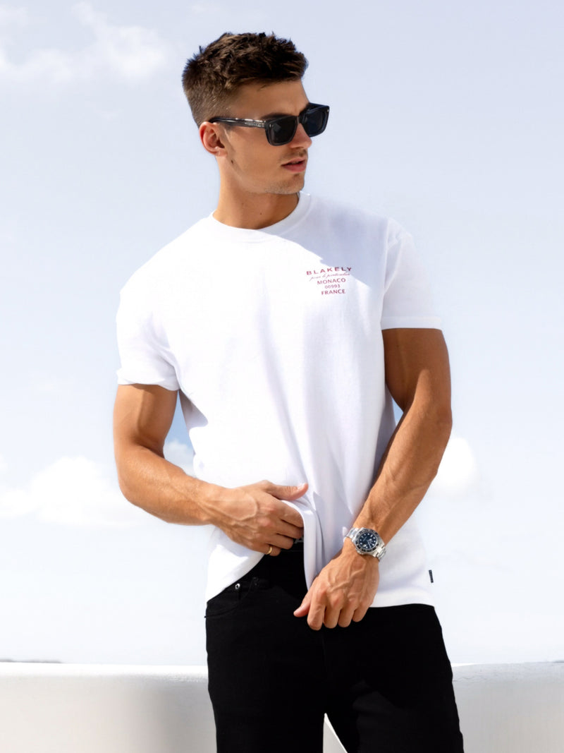 Monaco Relaxed T-Shirt - White & Red