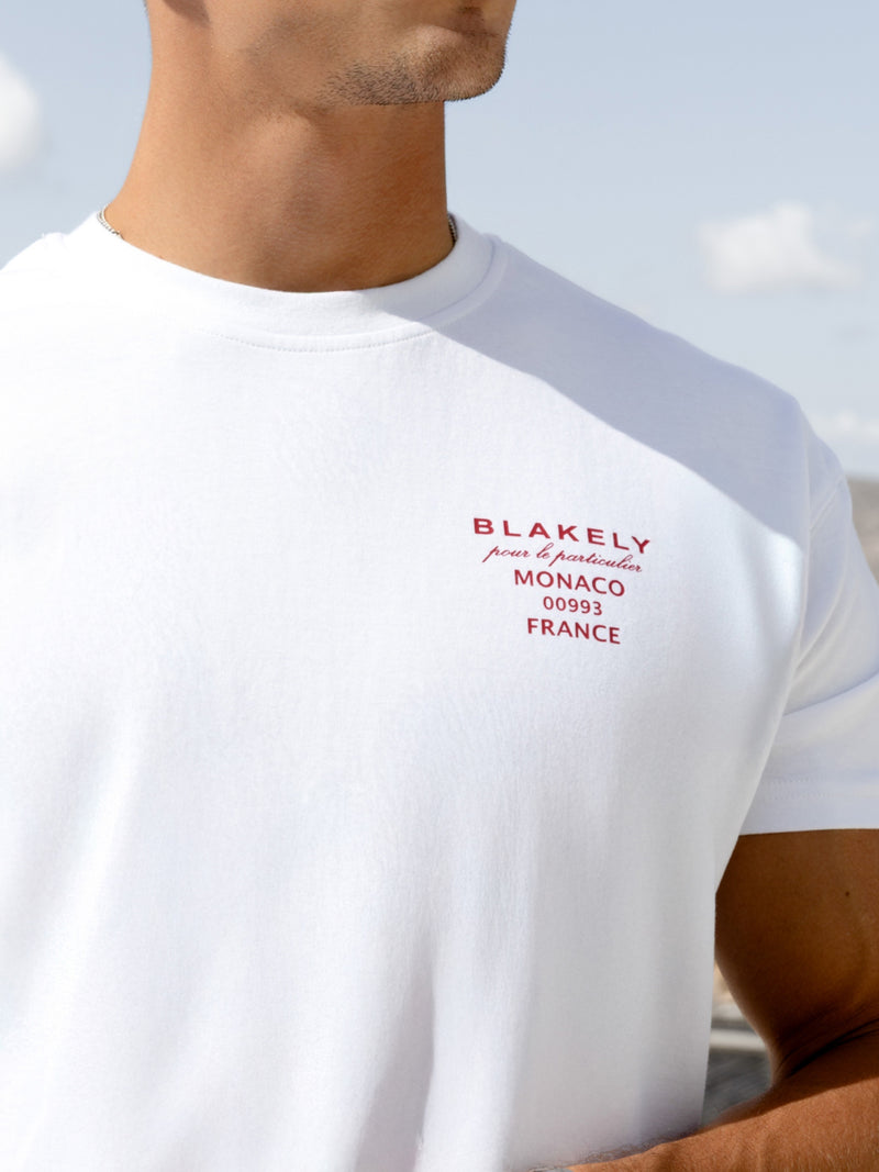 Monaco Relaxed T-Shirt - White & Red