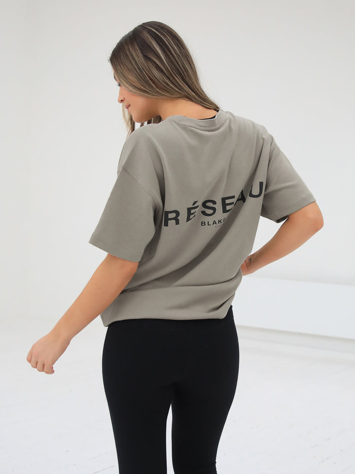 Reseau Womens Relaxed T-Shirt - Stone Grey