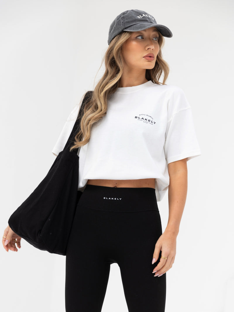 Curved Active Studios Oversized T-Shirt - White & Black