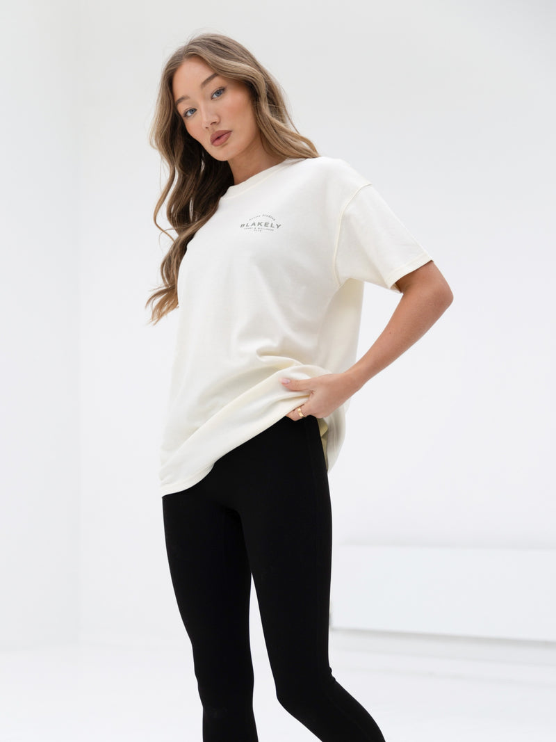 Curved Active Studios Oversized T-Shirt - Chalk & Olive