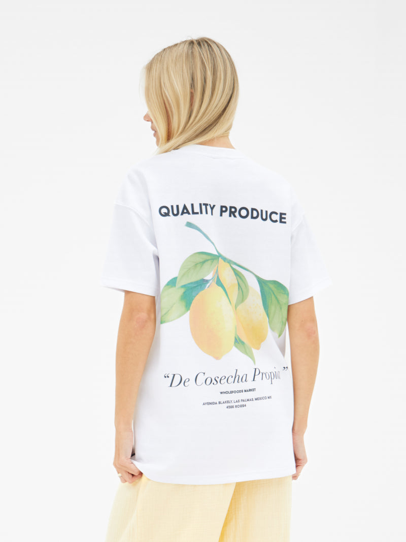 Lia Lemon Oversized T-Shirt - White