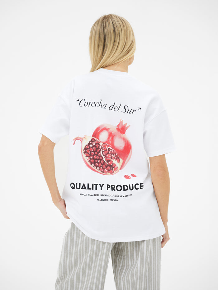 Posy Pomegranate Oversized T-Shirt - White