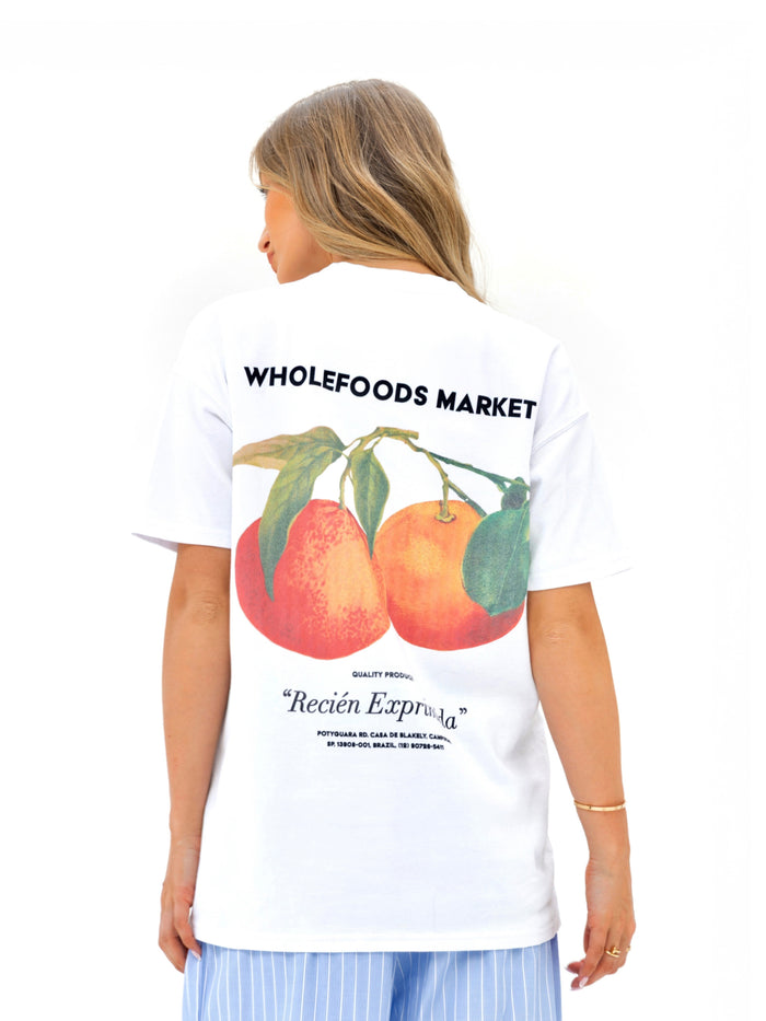 Orla Orange Oversized T-Shirt - White