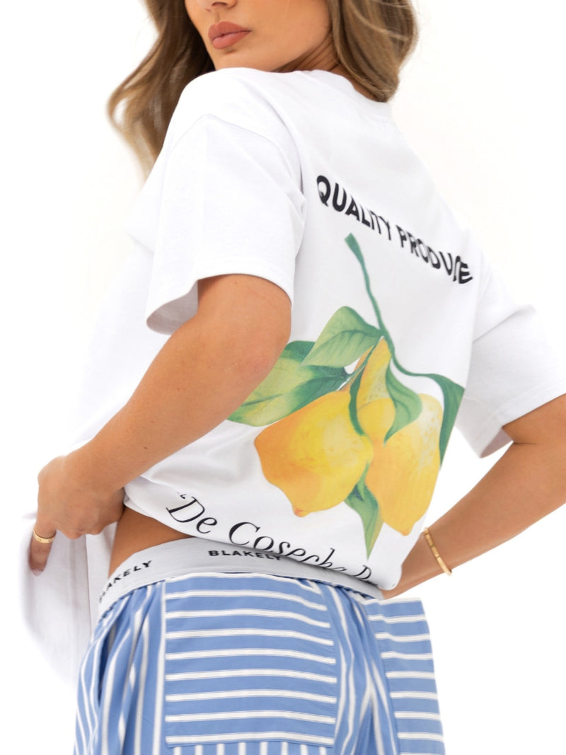 Lia Lemon Oversized T-Shirt - White