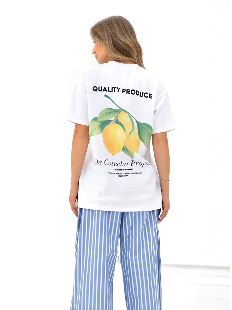 Lia Lemon Oversized T-Shirt - White