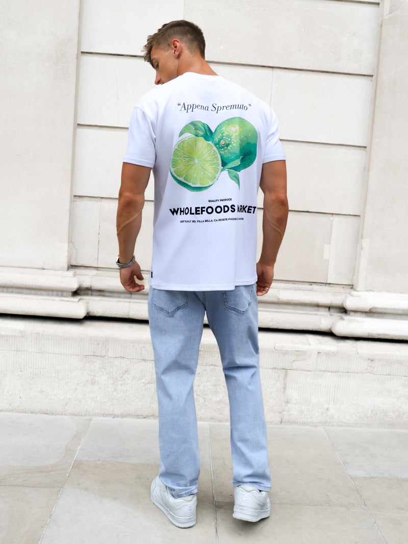 Lime Print Relaxed T-Shirt - White