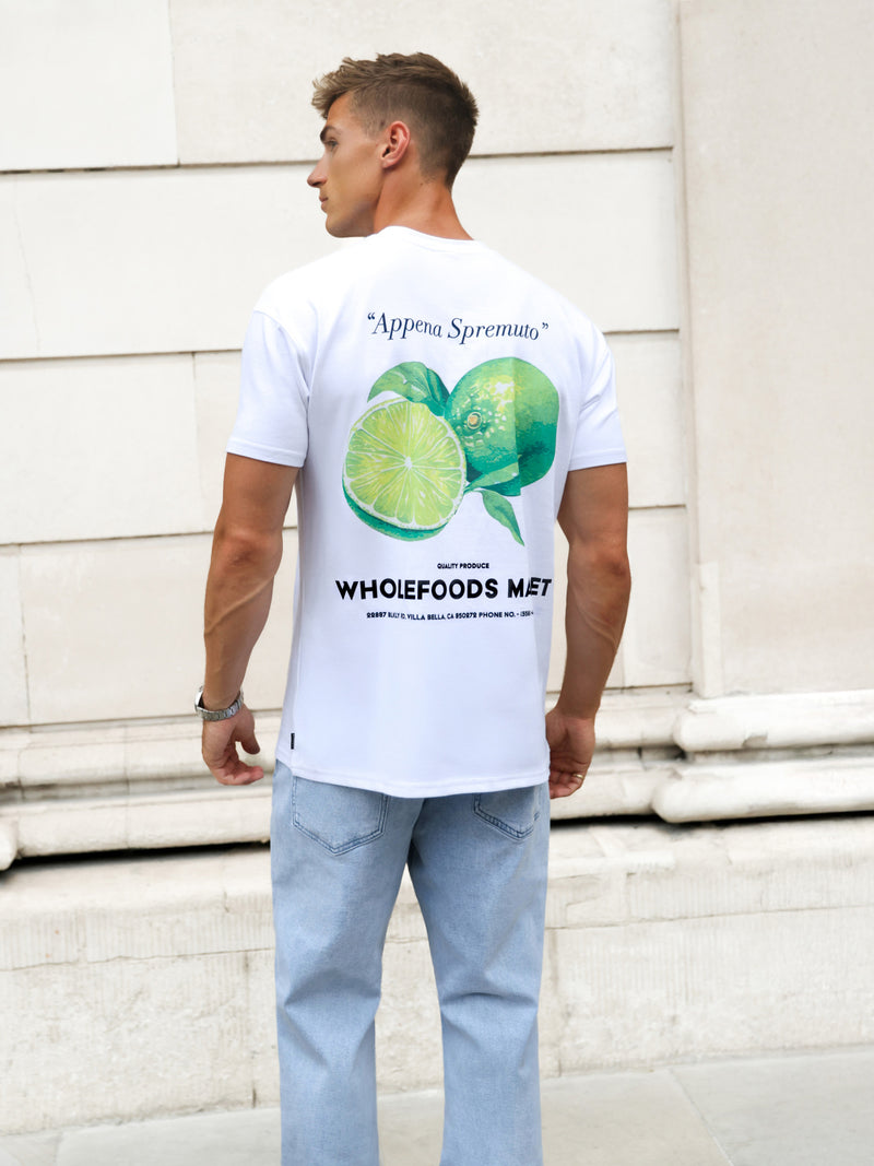 Lime Print Relaxed T-Shirt - White
