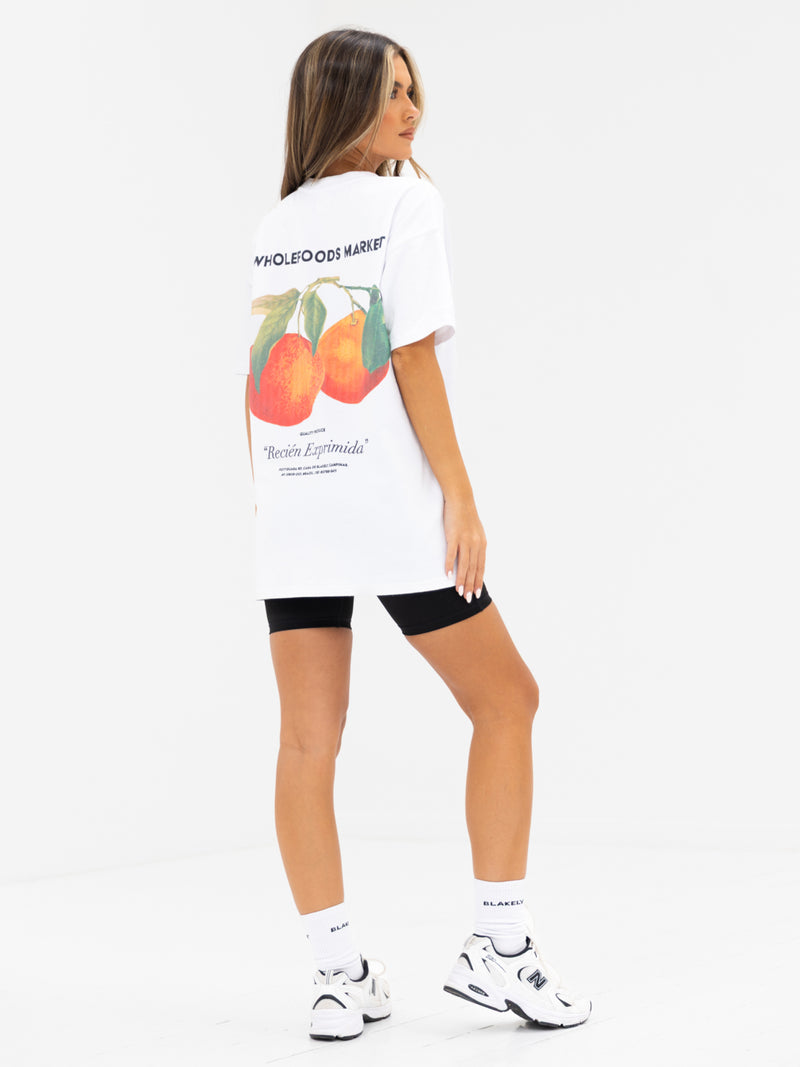 Orla Orange Oversized T-Shirt - White
